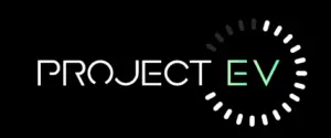 Project ev logo on a black background